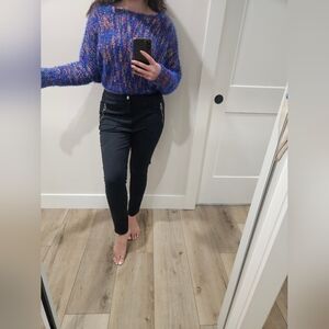 Blue and Orange Chunky Knit Crew Neck Sweater